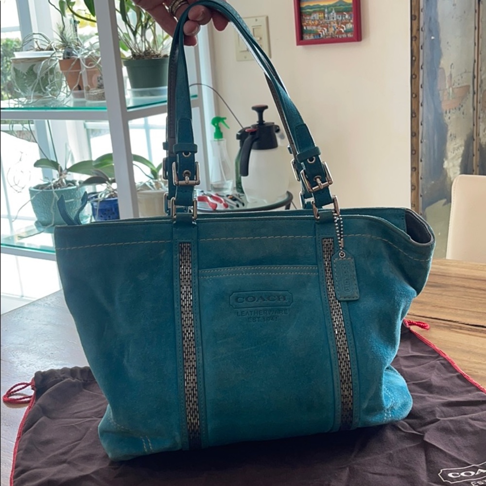 COACH authentic teal suede leather purse